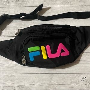 Fila Black Belt Bag with Multicolor Logo
